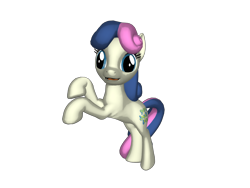 Size: 1200x900 | Tagged: safe, artist:nintenblock64, bon bon, sweetie drops, earth pony, pony, ponylumen, g4, 3d, 3d pony creator, adorabon, candy, cute, cutie mark, female, food, hooves, hooves up, mare, open mouth, pose, rearing, simple background, smiling, transparent background