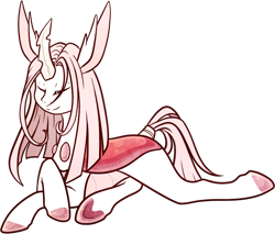 Size: 755x643 | Tagged: safe, artist:velnyx, oc, oc only, oc:mantid orchid, changedling, changeling, female, lying down, prone, simple background, solo, transparent background