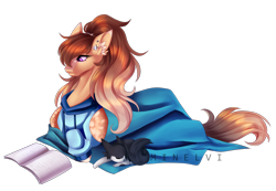 Size: 2352x1624 | Tagged: safe, artist:minelvi, oc, oc only, cat, earth pony, pony, book, clothes, ear fluff, earth pony oc, hoodie, reading, signature, simple background, solo, transparent background