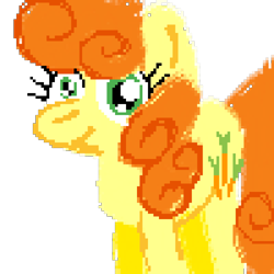 Size: 1200x1200 | Tagged: safe, artist:mario64, carrot top, golden harvest, earth pony, pony, g4, 8-bit, background pony, cute, cutie top, female, mare, pixel art, simple background, smiling, solo, transparent background