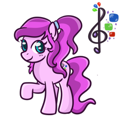 Size: 1092x1096 | Tagged: safe, artist:redpalette, oc, oc only, oc:violet ray, earth pony, pony, cutie mark, hair tie, signature, simple background, smiling, solo, transparent background