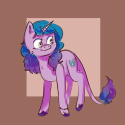 Size: 2000x2000 | Tagged: safe, artist:cr0_1__, izzy moonbow, pony, unicorn, g5, abstract background, bracelet, female, high res, jewelry, leonine tail, mare, solo, unshorn fetlocks