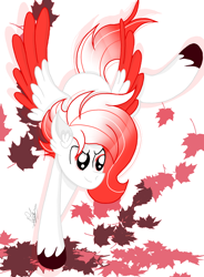 Size: 1080x1467 | Tagged: safe, artist:thepinkbirb, oc, oc only, oc:deepest apologies, pony, leaves, simple background, solo, white background