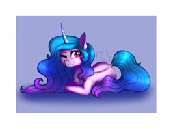 Size: 2048x1536 | Tagged: safe, artist:cloudberry_mess, izzy moonbow, pony, unicorn, g5, abstract background, chest fluff, female, looking at you, mare, one eye closed, solo, wink