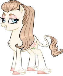 Size: 768x921 | Tagged: safe, artist:cryptidcake, artist:mourningfog, oc, oc only, oc:whoopsy daisy, earth pony, pony, cutie mark, leonine tail, simple background, solo, transparent background, unshorn fetlocks