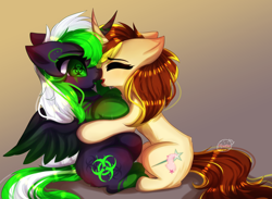 Size: 4500x3291 | Tagged: safe, artist:krissstudios, oc, oc only, alicorn, pony, unicorn, female, kissing, mare