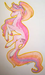 Size: 1920x3198 | Tagged: safe, artist:oneiria-fylakas, luster dawn, pony, unicorn, g4, coat markings, colored hooves, female, mare, simple background, socks (coat markings), solo, traditional art, white background