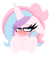 Size: 964x1200 | Tagged: safe, artist:ladylullabystar, oc, oc only, oc:lullaby star, alicorn, pony, animated, blushing, female, gif, mare, one eye closed, simple background, solo, transparent background, wink