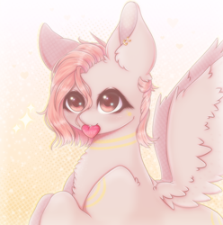 Size: 1090x1100 | Tagged: safe, artist:saltyvity, oc, oc only, pegasus, pony, cute, ear piercing, earring, heart, jewelry, nya, piercing, solo, sparkles
