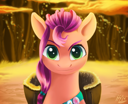 Size: 1325x1080 | Tagged: safe, artist:jphyperx, sunny starscout, earth pony, pony, g5, badge, female, looking at you, mare, solo
