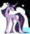 Size: 640x743 | Tagged: safe, artist:syrupyyy, queen chrysalis, twilight sparkle, changeling, pony, unicorn, g4, curved horn, female, horn, mare, redesign, solo focus, unicorn twilight, unshorn fetlocks