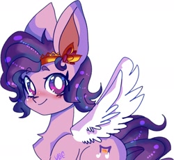 Size: 1416x1304 | Tagged: safe, artist:ubenekomata, pipp petals, pegasus, pony, g5, adorapipp, blushing, chest fluff, cute, female, looking at you, mare, red eyes, red-eyed pipp, simple background, smiling, solo, white background