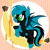 Size: 2000x2000 | Tagged: safe, artist:rioshi, artist:starshade, artist:syrikatgrubiyana, oc, oc only, oc:blice plushinski, bat pony, pony, banana, base used, bat pony oc, bat wings, caramel (food), cute, eye clipping through hair, food, herbivore, high res, honey, open mouth, solo, stripes, wings, yellow