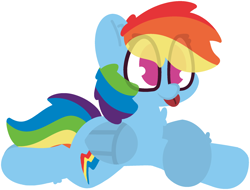 Size: 2361x1791 | Tagged: safe, artist:moonydusk, rainbow dash, pegasus, pony, :p, backwards cutie mark, female, lying down, mare, prone, simple background, solo, tongue out, transparent background