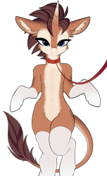 Size: 2642x4357 | Tagged: editor needed, source needed, safe, artist:airfly-pony, edit, oc, oc only, oc:case, leash, looking at you, simple background, solo, transparent background, unicorn (elepatrium)