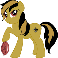 Size: 2434x2463 | Tagged: safe, artist:dash-o-salt, pony, female, football, high res, mare, new orleans saints, ponified, simple background, solo, sports, transparent background