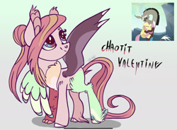 Size: 2270x1668 | Tagged: safe, artist:caramelbolt24, discord, fluttershy, oc, draconequus, hybrid, pegasus, pony, g4, to where and back again, abstract background, cloven hooves, ear fluff, feathered fetlocks, female, hug, interspecies offspring, looking back, male, mare, offspring, parent:discord, parent:fluttershy, parents:discoshy, screencap reference, signature, smiling, wings