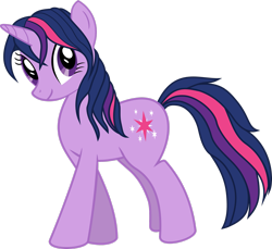 Size: 2557x2345 | Tagged: safe, artist:dash-o-salt, twilight sparkle, pony, unicorn, g4, alternate hairstyle, high res, looking at you, loose hair, mane down, simple background, smiling, smiling at you, solo, transparent background, unicorn twilight
