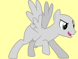Size: 846x638 | Tagged: safe, artist:equine-bases, oc, oc only, pegasus, pony, g4, bald, base, male, open mouth, pegasus oc, raised hoof, simple background, solo, stallion, wings, yellow background