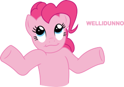 Size: 2855x1996 | Tagged: safe, artist:dash-o-salt, pinkie pie, earth pony, pony, g4, dunno, shrug, simple background, solo, transparent background, well i dunno