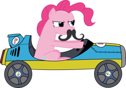 Size: 2929x2048 | Tagged: safe, artist:dash-o-salt, pinkie pie, pony, g4, car, determined smile, driving, high res, kart, racecar, simple background, smiling, solo, transparent background