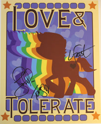 Size: 2211x2711 | Tagged: safe, artist:dash-o-salt, high res, lauren faust, love and tolerate, poster, propaganda, signature, signed, silhouette