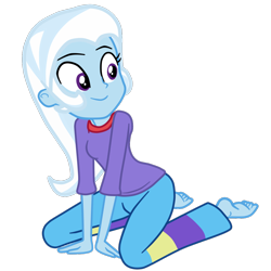 Size: 1102x1100 | Tagged: safe, artist:gmaplay, trixie, equestria girls, g4, alternate hairstyle, clothes, clothes swap, pajamas, simple background, solo, transparent background