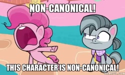 Size: 600x359 | Tagged: safe, edit, edited screencap, screencap, octavio pie, pinkie pie, earth pony, pony, g4.5, my little pony: pony life, pie vs. pie, caption, clothes, cropped, duo, female, image macro, male, memeful.com, nose in the air, open mouth, pointing, stallion, text, wavy mouth