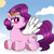 Size: 3000x3000 | Tagged: safe, artist:doraeartdreams-aspy, pipp petals, pegasus, pony, g5, cloud, female, high res, looking back, mare, red eyes, red-eyed pipp, sky, smiling, solo, sun, unshorn fetlocks, wings