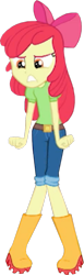 Size: 492x1600 | Tagged: safe, edit, edited screencap, screencap, apple bloom, equestria girls, equestria girls specials, g4, my little pony equestria girls: better together, my little pony equestria girls: holidays unwrapped, the cider louse fools, angry, apple bloom's bow, background removed, belt, boots, bow, clothes, female, frustrated, gritted teeth, hair bow, jeans, looking down, not a vector, pants, rain boots, shoes, solo, teeth