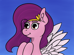 Size: 2600x1950 | Tagged: safe, artist:subleni, pipp petals, pegasus, pony, g5, ear fluff, female, mare, raised hoof, red eyes, red-eyed pipp, solo, wings