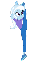 Size: 1981x2758 | Tagged: safe, artist:gmaplay, trixie, equestria girls, g4, flexible, holding leg, simple background, solo, splits, standing, standing on one leg, standing splits, stretching, transparent background