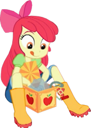 Size: 1145x1600 | Tagged: safe, edit, edited screencap, screencap, apple bloom, equestria girls, equestria girls series, g4, holidays unwrapped, the cider louse fools, spoiler:eqg series (season 2), adorabloom, apple bloom's bow, background removed, boots, bow, clothes, cropped, cute, female, hair bow, jack-in-the-box, jeans, not a vector, pants, rain boots, shirt, shoes, sitting, solo, tongue out