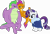 Size: 6780x4615 | Tagged: safe, artist:cloudy glow, artist:memnoch, edit, rarity, smolder, spike, dragon, pony, unicorn, g4, my little pony: friendship is magic, the last problem, adult, adult spike, bags under eyes, bedroom eyes, clothes, dragoness, duo, eyeshadow, female, fur coat, gigachad spike, grey hair, harem, heart, makeup, male, mare, older, older rarity, older smolder, older spike, polyamory, robe, ship:sparity, ship:spolder, shipping, simple background, sitting, skunk stripe, smiling, spike gets all the mares, straight, transparent background, trio, vector, winged spike, wings