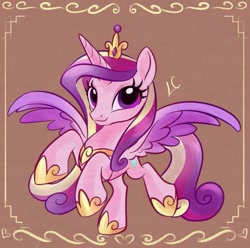 Size: 545x540 | Tagged: source needed, safe, artist:lc, princess cadance, alicorn, pony, g4, crown, flying, jewelry, regalia, solo