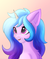 Size: 1600x1900 | Tagged: safe, artist:xeniusfms, izzy moonbow, pony, unicorn, g5, chest fluff, cute, female, mare, open mouth, simple background, solo