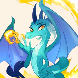 Size: 2048x2048 | Tagged: safe, artist:tingsan, princess ember, dragon, g4, dragoness, dragonfire, female, fire, high res, looking at you, solo