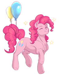 Size: 1280x1642 | Tagged: safe, artist:1an1, pinkie pie, earth pony, pony, g4, balloon, cute, diapinkes, eyes closed, female, mare, smiling, solo, stars