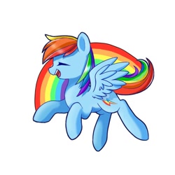 Size: 590x590 | Tagged: safe, artist:leafywind, rainbow dash, pegasus, pony, g4, eyes closed, open mouth, profile, rainbow, simple background, solo, white background