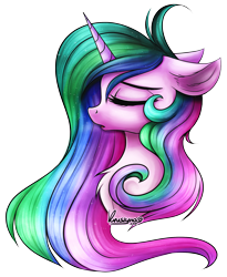 Size: 1616x1972 | Tagged: safe, artist:kruszynka25, princess celestia, alicorn, pony, g4, bust, ear fluff, eyes closed, female, frown, horn, mare, one ear down, open mouth, portrait, simple background, solo, transparent background