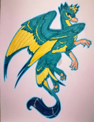 Size: 1920x2485 | Tagged: safe, artist:oneiria-fylakas, gallus, griffon, g4, alternate design, marker drawing, paw pads, solo, traditional art