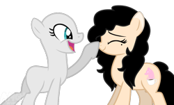 Size: 1148x695 | Tagged: safe, artist:amgiwolf, oc, oc only, oc:amgi, earth pony, pony, bald, base used, boop, duo, earth pony oc, eyelashes, female, mare, open mouth, raised hoof, simple background, smiling, transparent background