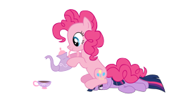 Size: 1920x1080 | Tagged: safe, artist:dashiesparkle, artist:meof, artist:rozyfly10, edit, pinkie pie, twilight sparkle, earth pony, pony, unicorn, g4, cup, duo, faceful of ass, facesitting, female, femdom, femsub, food, happy, lesbian, lucky girl, mare, pinkiedom, ship:twinkie, shipping, simple background, sitting, sitting on person, sitting on pony, smiling, submissive, tea, tea party, teapot, transparent background, twisub, vector