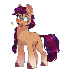 Size: 673x746 | Tagged: safe, artist:_sunbeast, sunny starscout, earth pony, pony, g5, braid, female, mare, open mouth, simple background, solo, transparent background, unshorn fetlocks