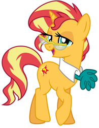 Size: 1024x1313 | Tagged: safe, artist:emeraldblast63, mayor mare, sunset shimmer, pony, unicorn, g4, backwards cutie mark, glasses, mayor, necktie, simple background, solo, transparent background