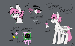 Size: 2048x1250 | Tagged: safe, artist:kitten-senpai, oc, oc:techno bismol, pegasus, pony, glasses, nerd, pegasus oc, reference sheet