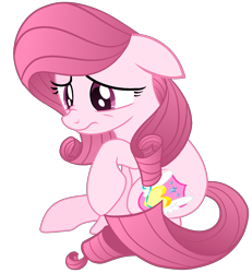 Size: 1470x1591 | Tagged: safe, alternate version, artist:muhammad yunus, oc, oc only, oc:annisa trihapsari, earth pony, pony, g4, base used, colored, earth pony oc, female, flat colors, floppy ears, mare, not rarity, pink body, pink hair, sad pony, simple background, solo, transparent background, vector