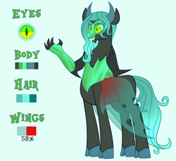 Size: 1200x1100 | Tagged: safe, artist:enigmadoodles, oc, oc only, hybrid, pony, taur, interspecies offspring, male, offspring, parent:lord tirek, parent:queen chrysalis, parent:tirek, parents:chrystirek, reference sheet, solo