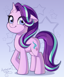 Size: 911x1101 | Tagged: safe, artist:anthocat, starlight glimmer, pony, unicorn, g4, cheek fluff, cute, female, floppy ears, glimmerbetes, looking at you, mare, smiling, solo, stars