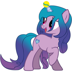 Size: 7600x7600 | Tagged: safe, artist:laszlvfx, artist:pegasski, edit, vector edit, izzy moonbow, pony, unicorn, g4, g5, absurd resolution, ball, base used, cute, female, g5 to g4, happy, horn, horn guard, horn impalement, hornball, izzy's tennis ball, izzybetes, mare, simple background, smiling, solo, tennis ball, transparent background, vector